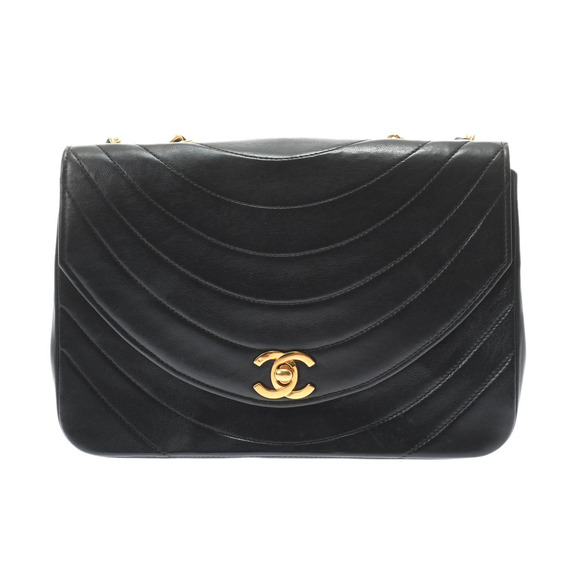 Chanel Chain Shoulder Black Gold Hardware 01 Lambskin Shoulder Bag - Picture 1 of 12